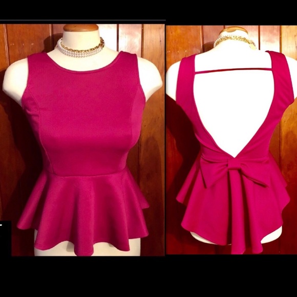 @SOULCRUSHER716 Tops - PINK PEPLUM BOW TOP
